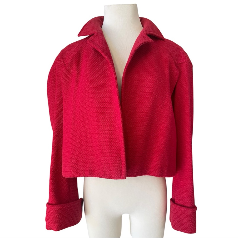 Yves Saint Laurent 38 Cropped Jacket Red Boxy Runway 2007